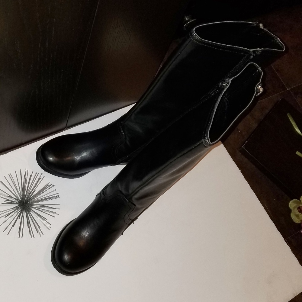 Report Black Faux Leather Boots